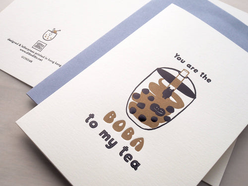 letterpress love card : you are the boba to my tea - Front & Company: Gift Store