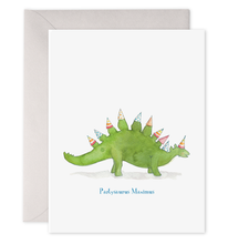 Load image into Gallery viewer, Partysaurus Card | Kids Birthday Dinosaur Greeting Card

