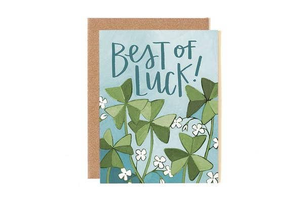 Best Of Luck Clover Greeting Card