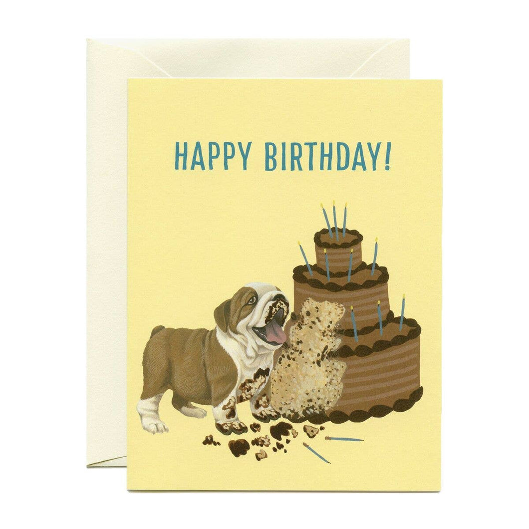 Bulldog Cake Birthday Card