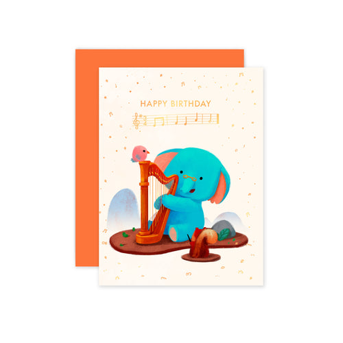 Birthday Elephant Rose Gold Foil Card - Front & Company: Gift Store