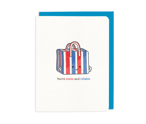 You're Iconic and Reliable – Red-White-Blue Bag card - Front & Company: Gift Store