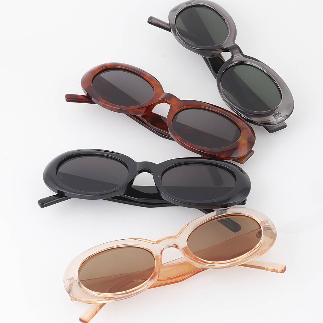 Retro Tinted Oval Sunglasses