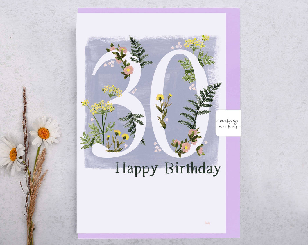 Milestone Birthday Card | Happy 30th Birthday Flowers