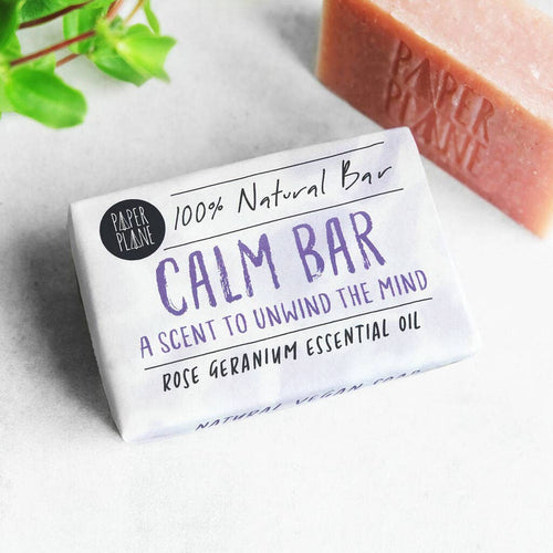 Calm Bar 100% Natural Vegan Rose Geranium Soap - Front & Company: Gift Store