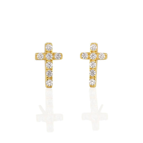 Cross Crystal Stud Earrings - Front & Company: Gift Store