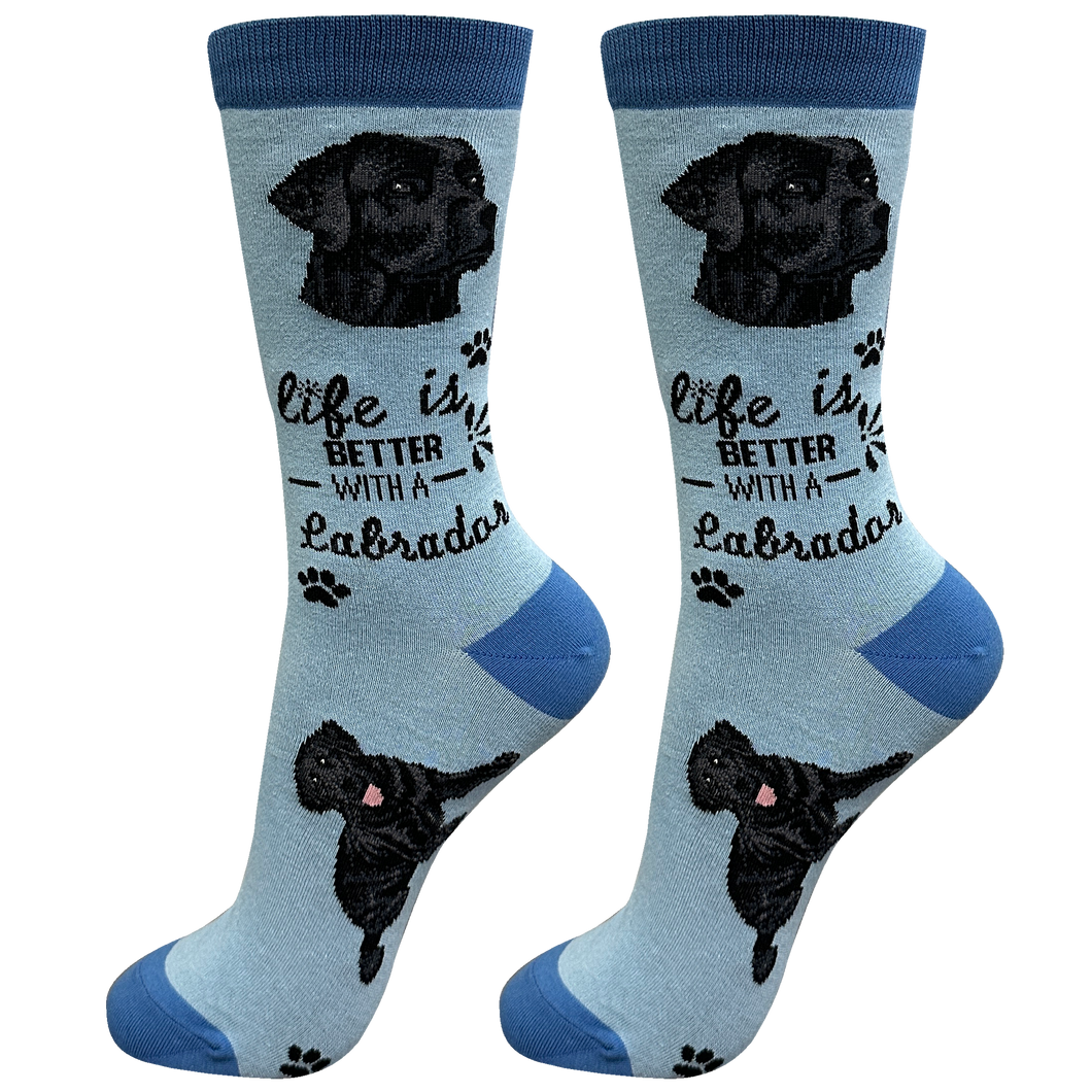 Black Lab Dog Socks - Cute Novelty Crew Socks - Unisex