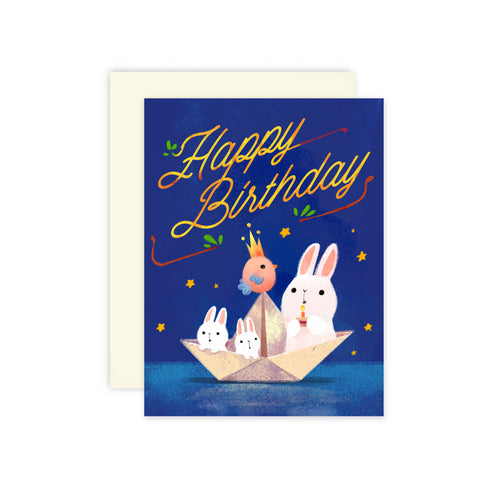 Bunnies Boat Birthday Card - Front & Company: Gift Store