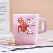Load image into Gallery viewer, Roll the Dice - vintage devil girl milk glass mug
