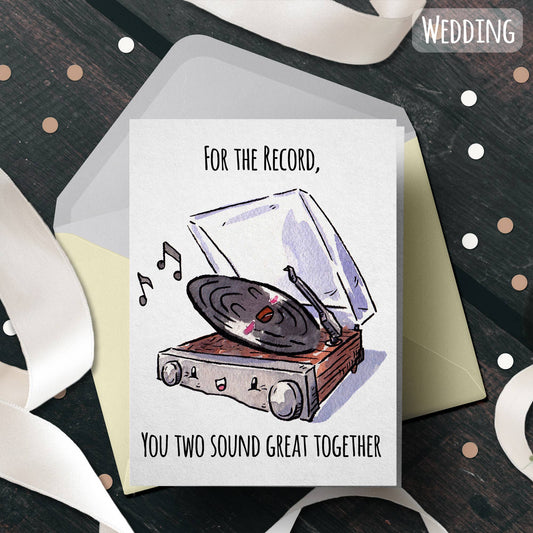 "For the Record, You Two Sound Great" Old Timer Wedding Card
