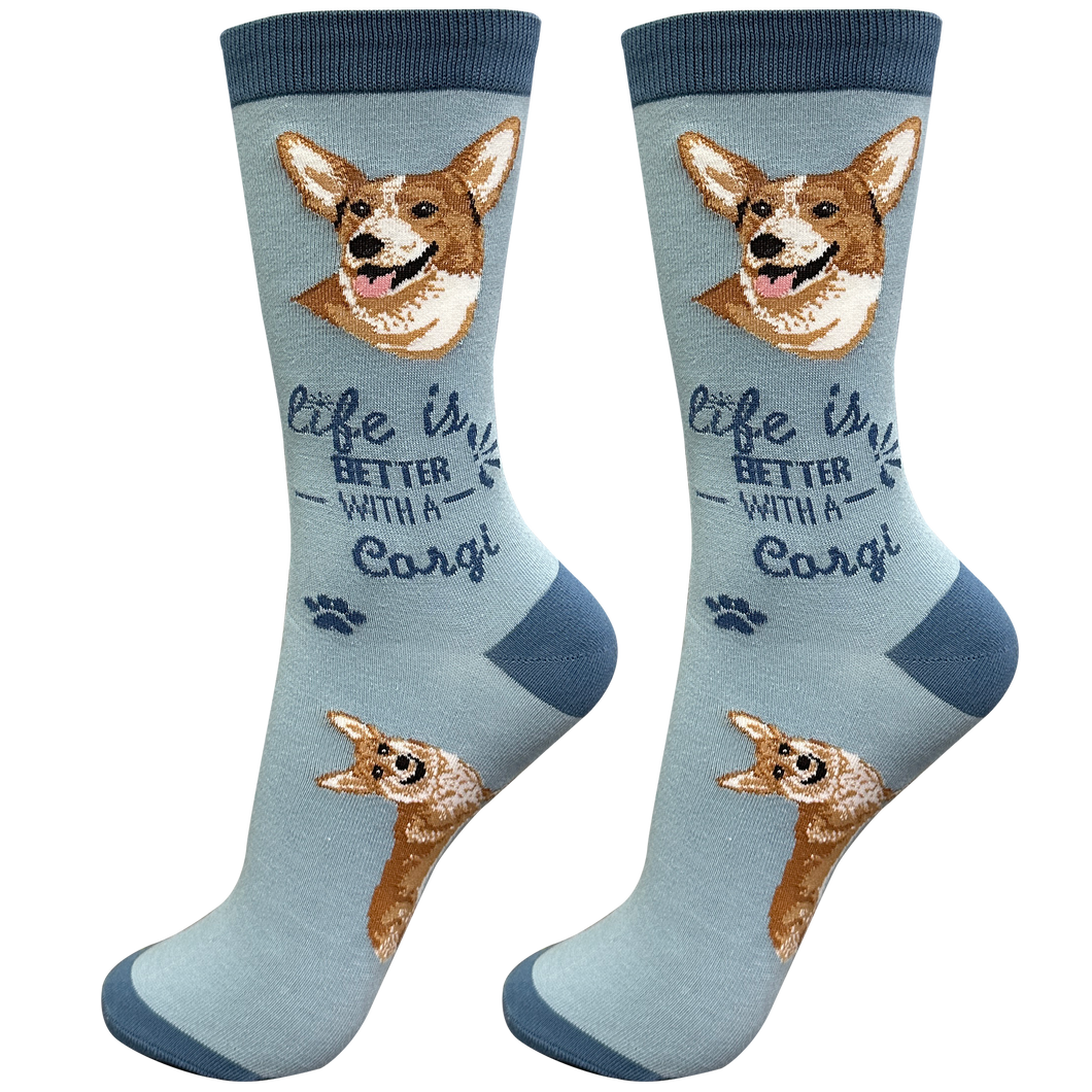 Welsh Corgi Dog Socks - Cute Novelty Crew Socks - Unisex