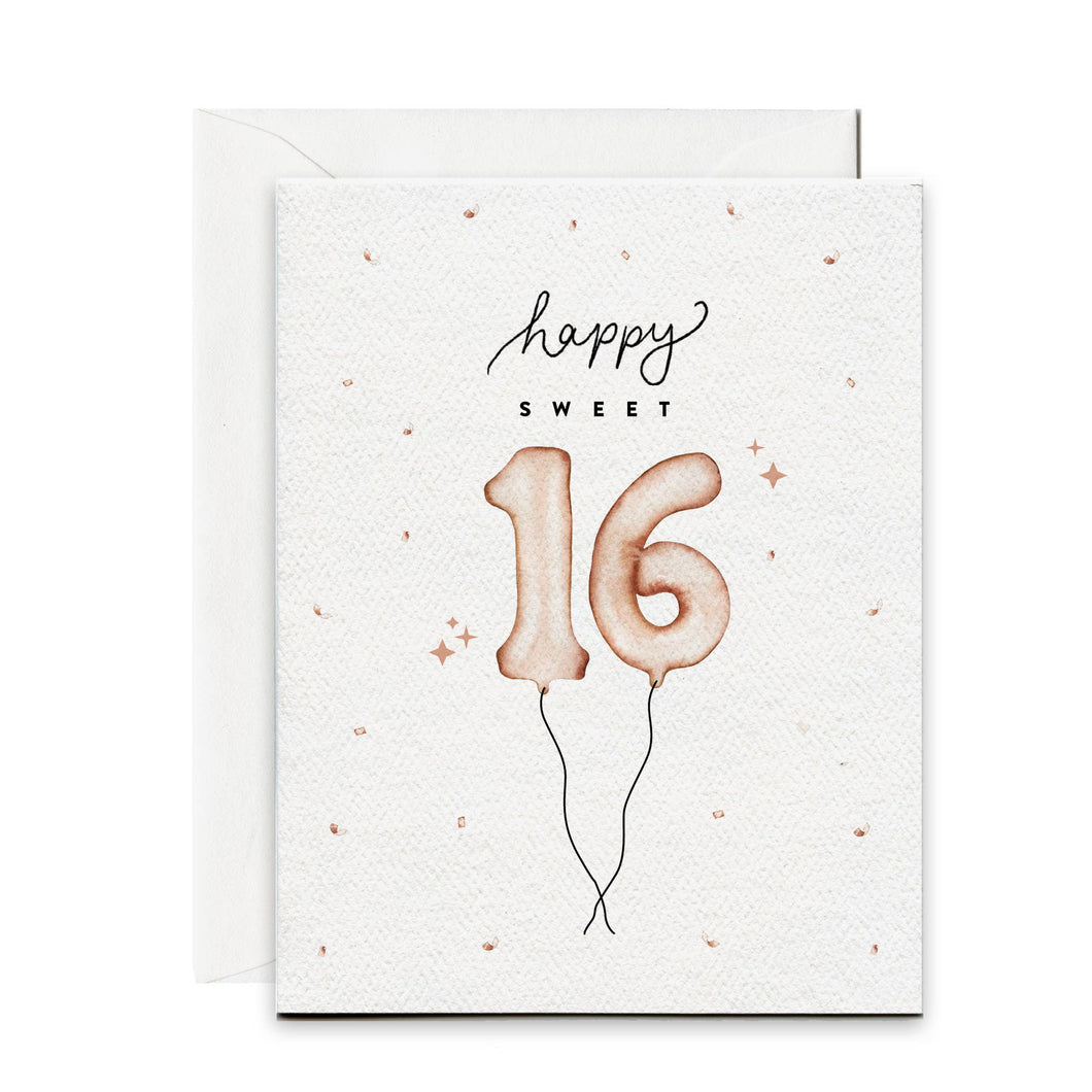 Happy Sweet 16 Birthday Balloon Card