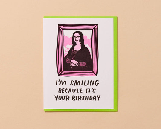 Mona Lisa Letterpress Birthday Card - Fine Art, Classical