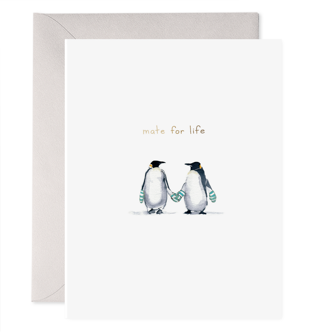 Mate For Life | Wedding, Anniversary Penguin Greeting Card
