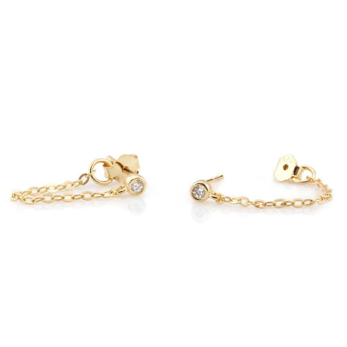 Chain Stud Earrings with White Topaz - Front & Company: Gift Store