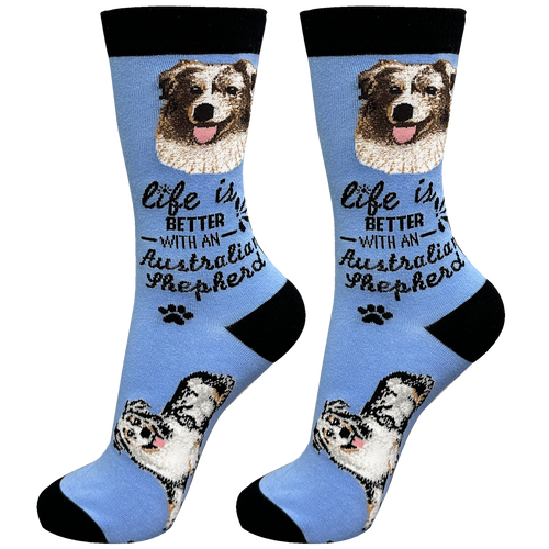 Australian Shepherd Dog Socks - Cute Novelty Socks - Unisex - Front & Company: Gift Store