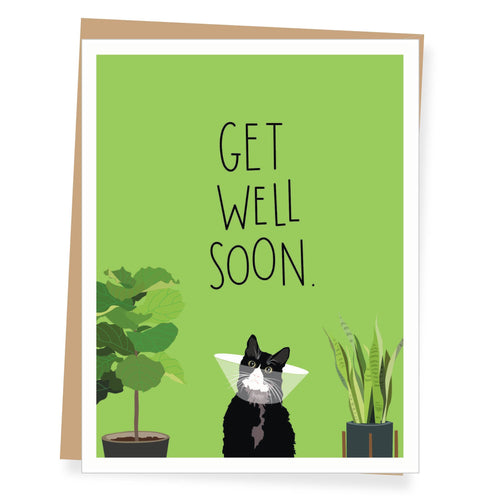 Recuperating Black Cat Get Well Card - Front & Company: Gift Store