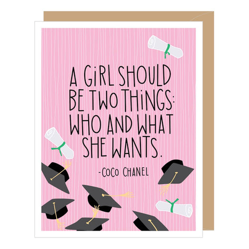 Coco Chanel What She Wants Quote Graduation Card - Front & Company: Gift Store