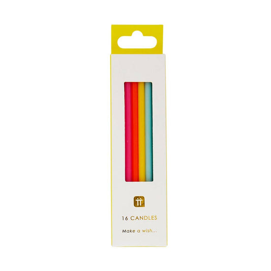 Tall Rainbow Birthday Candles - 16 Pack