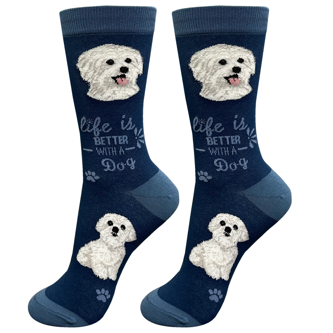 Maltese Dog Socks - Cute Novelty Crew Socks - Unisex