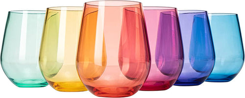 6 Unbreakable Colored Stemless Wine Glasses Acrylic Italian - Front & Company: Gift Store