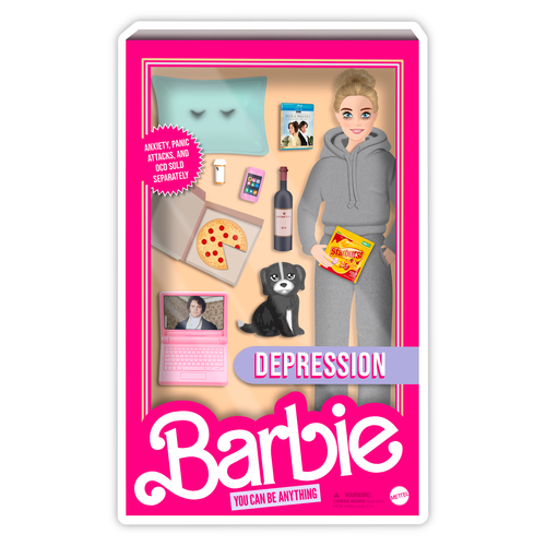 Barbie Movie Depression Barbie Doll Sticker - Front & Company: Gift Store