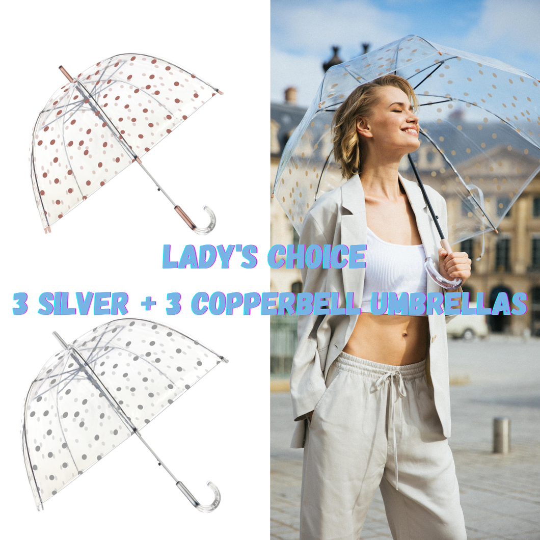 Copper and Silver Polka Dot Umbrella