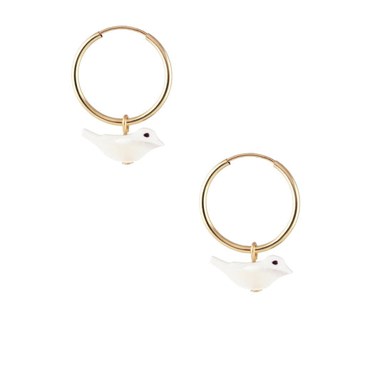 Mother of Pearl Bird Hoop Earrings