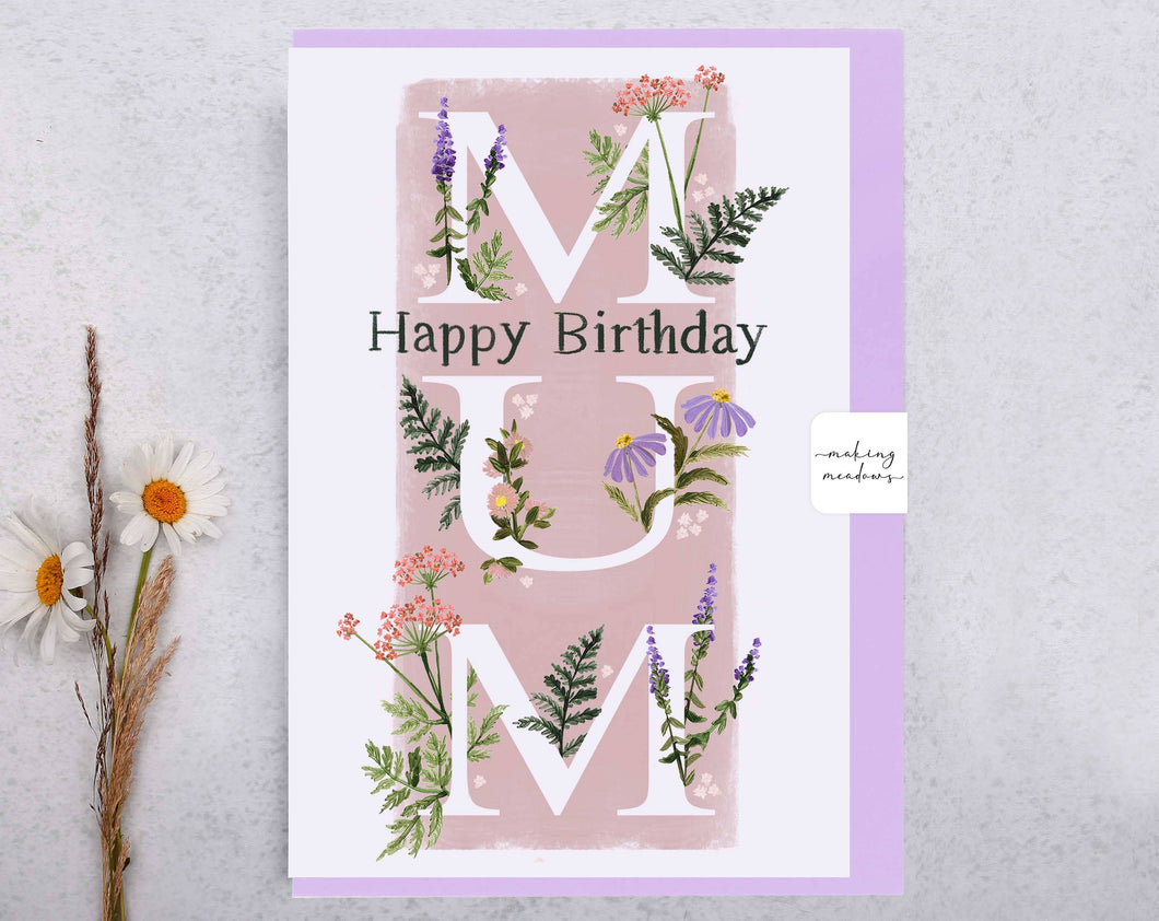 Mother Birthday Card | Happy Birthday Mum Greeting Card