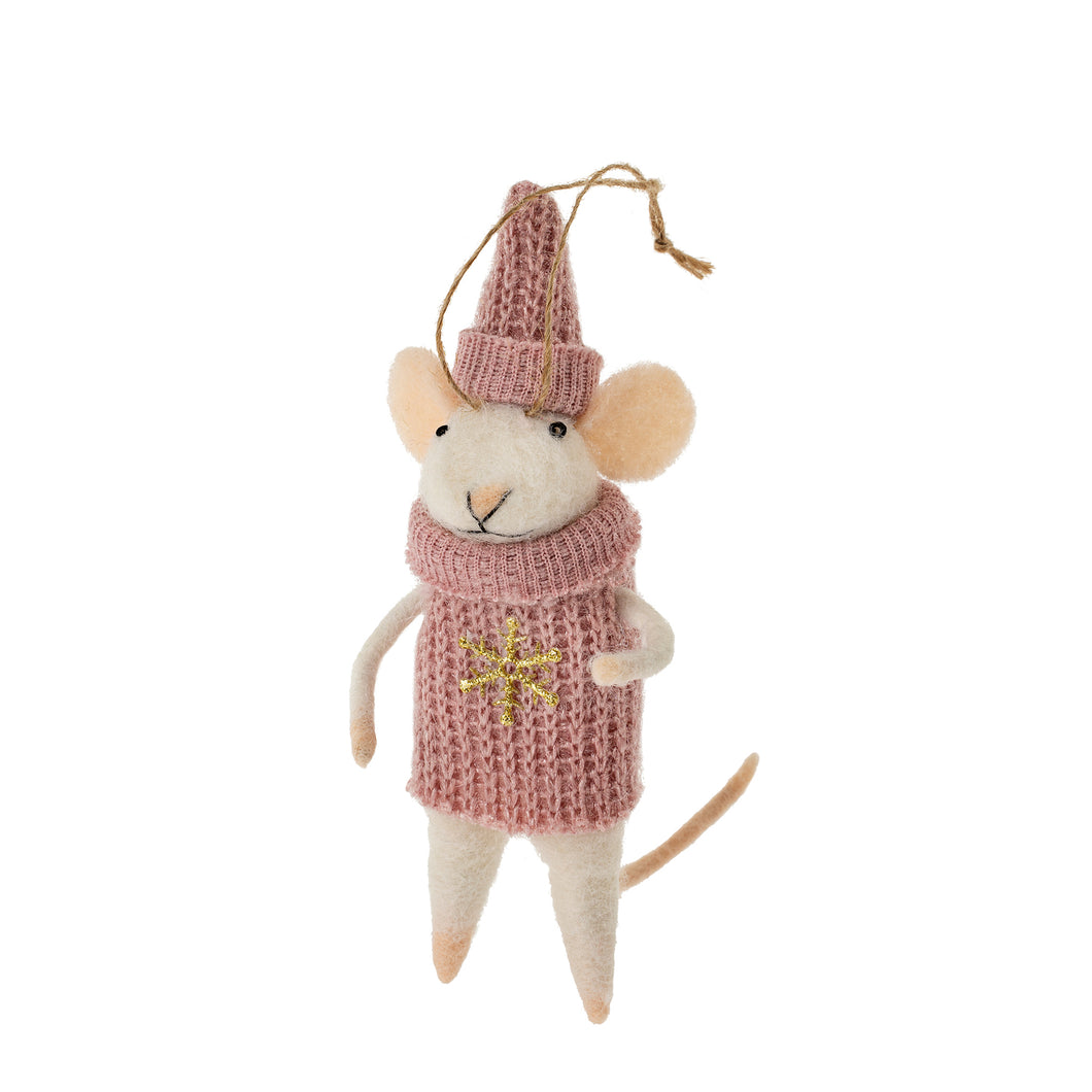 Felt Mouse Ornament - Sally Snowflake Mouse
