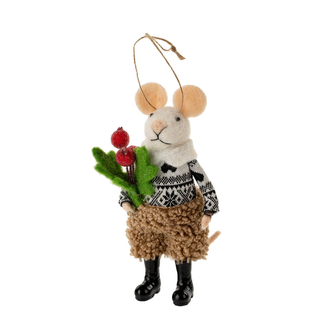 Felt Mouse Ornament - Winterberry Willa Mouse