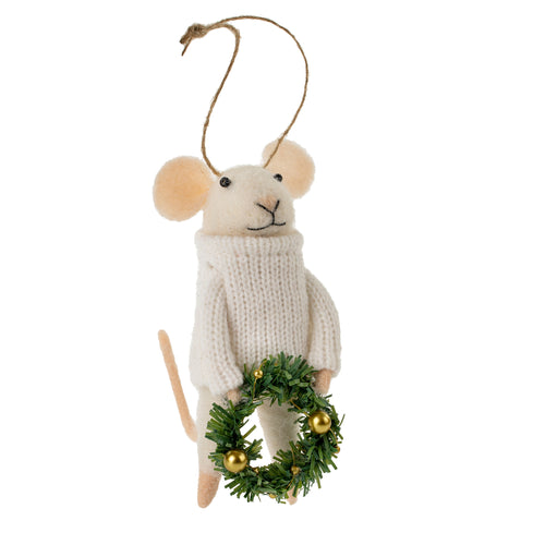 Felt Mouse Ornament - Festive Finnegan Mouse - Front & Company: Gift Store