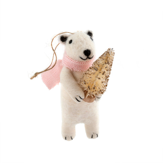 Felt Polar Bear Orn Natural