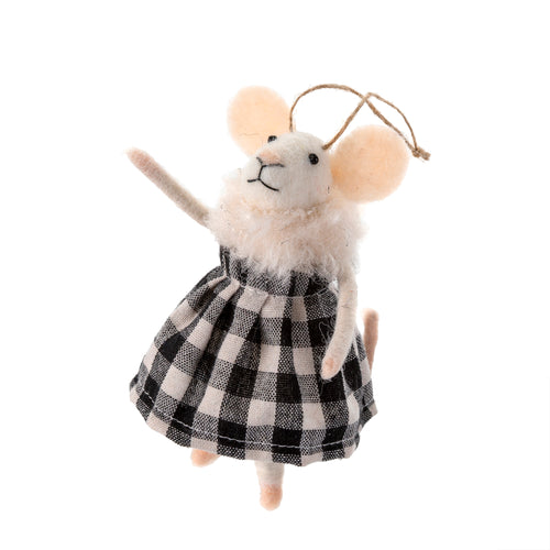 Felt Mouse Ornament - Gingham Grace Orn - Front & Company: Gift Store