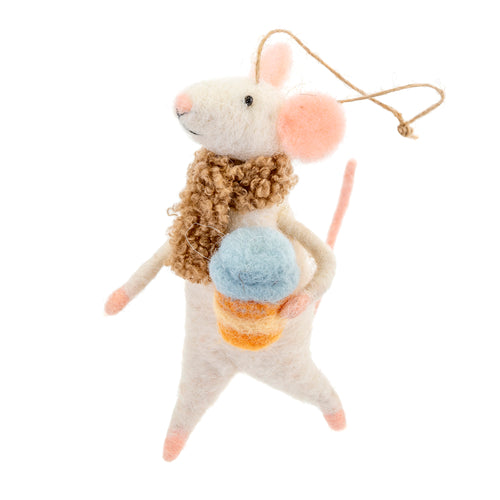 Felt Mouse Ornament -Cappuccino Caroline Orn - Front & Company: Gift Store