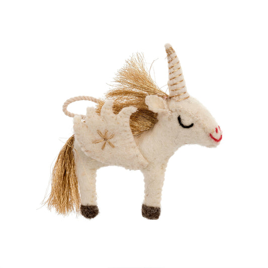 Unicorn Felted Orn, Gold