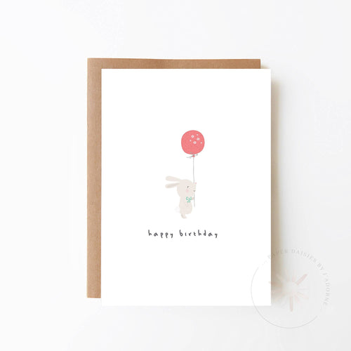 Bunny With Red Balloon Birthday Card - Front & Company: Gift Store