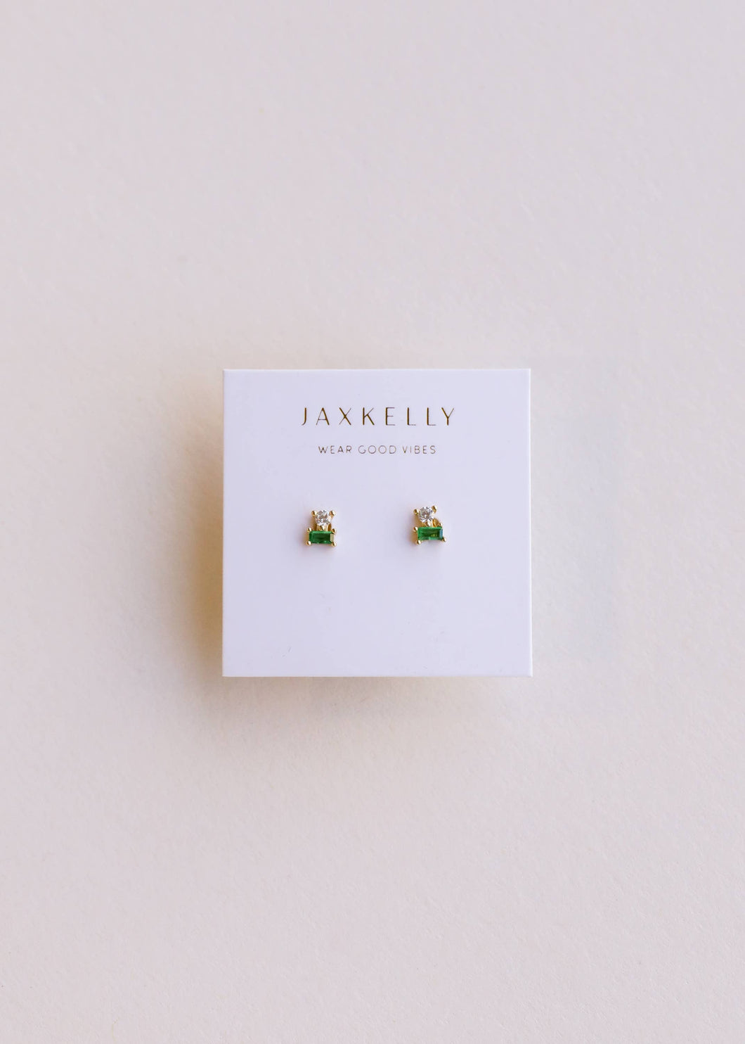 Double Stud Stack - Emerald - Earring