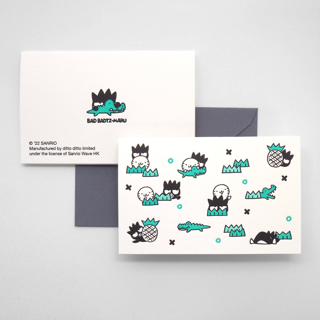 sanrio pattern card - bad badtz-maru- letterpress mini card