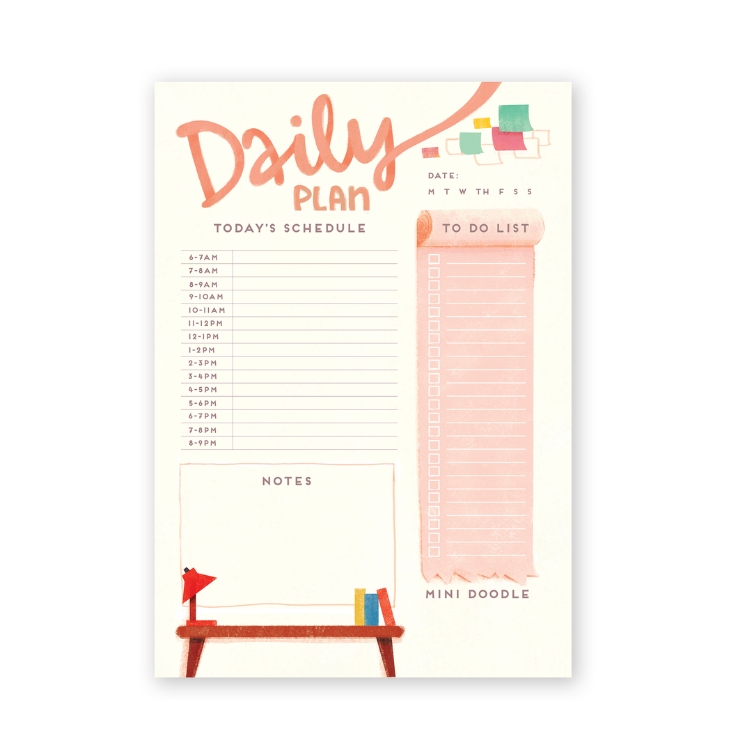 Daily Pink Desk Planner