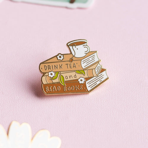 Tea and Books Enamel Pin - Front & Company: Gift Store