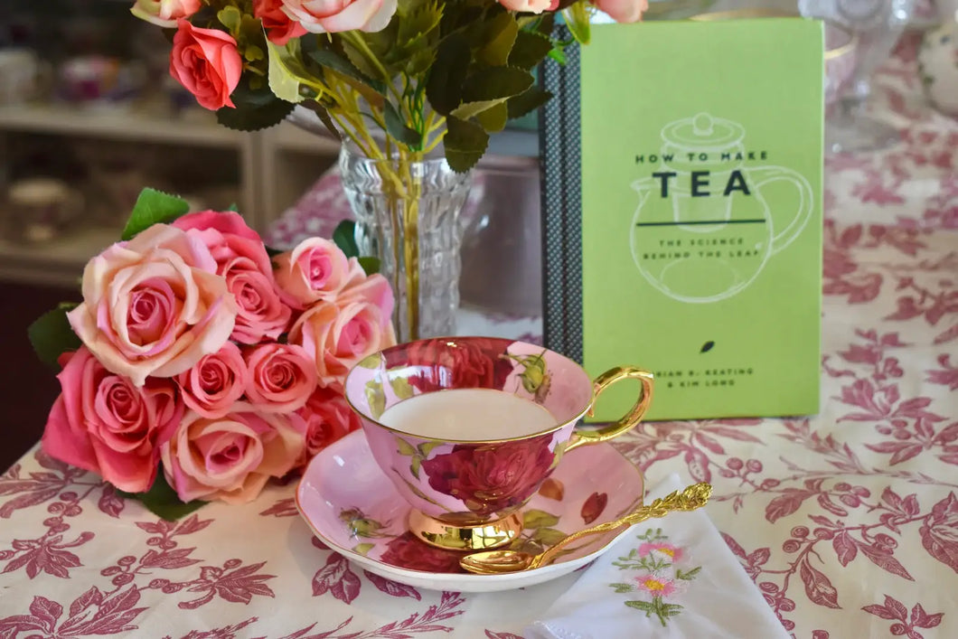 English Garden Red Roses, Teacup and Saucer Valentines