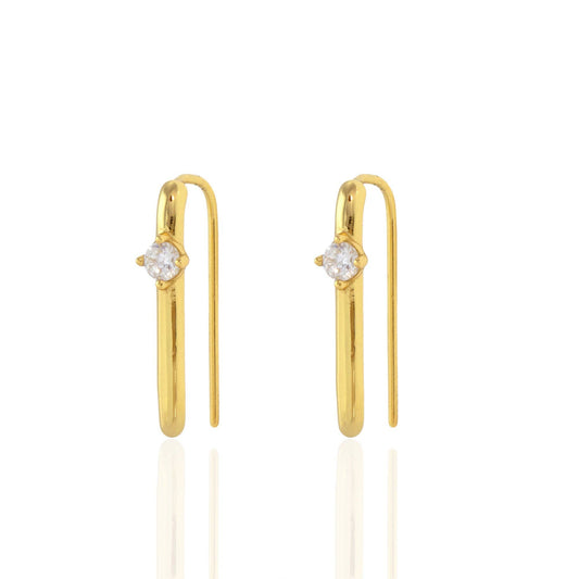 Arc Pull Through Hoop Earrings with Crystal