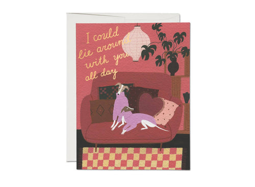 Lounging Dogs love greeting card - Front & Company: Gift Store