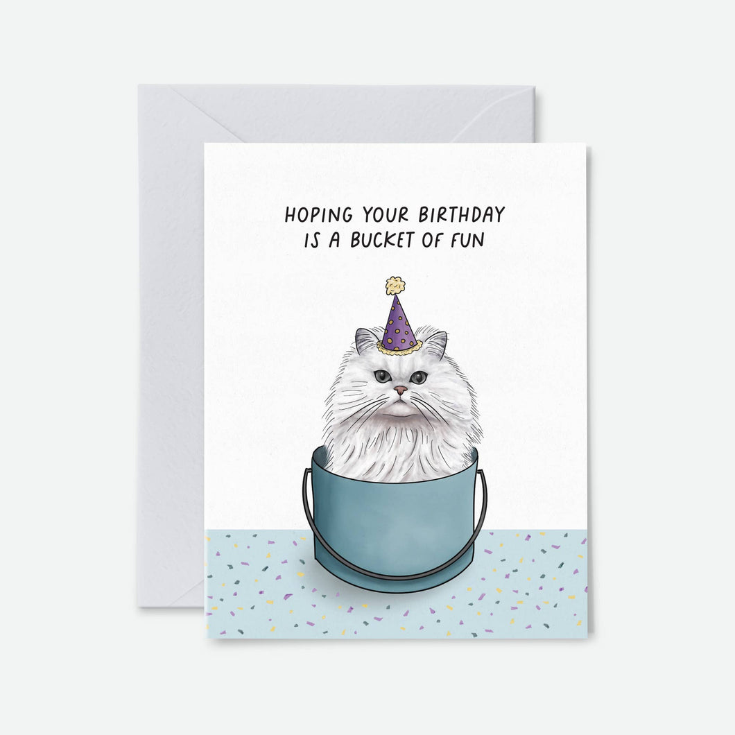 Bucket Cat Birthday Card