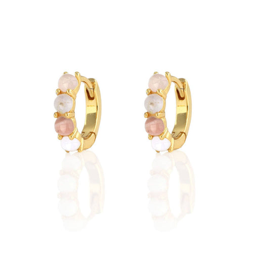 Pink Opal Huggie Hoop Earrings - Front & Company: Gift Store