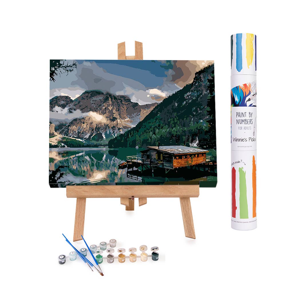 Mountain Lake Camping Paint by Numbers Kit - Natural life