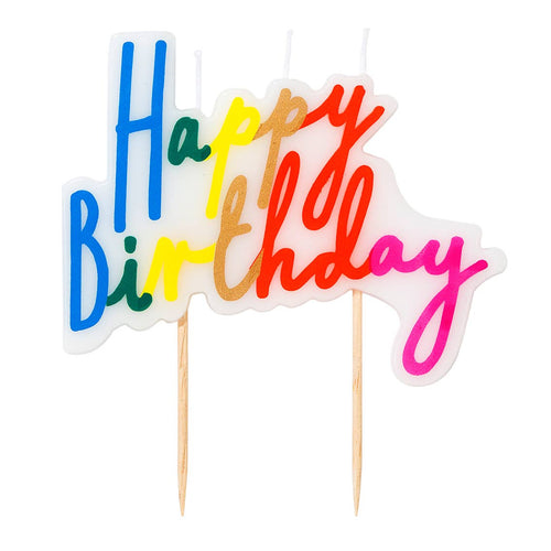 Rainbow Happy Birthday Candle Cake Topper - Front & Company: Gift Store