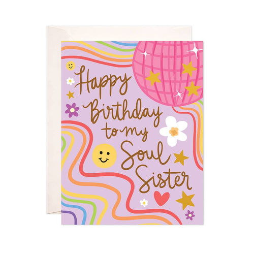 Soul Sister Bday Greeting Card - Trendy Birthday Card - Front & Company: Gift Store