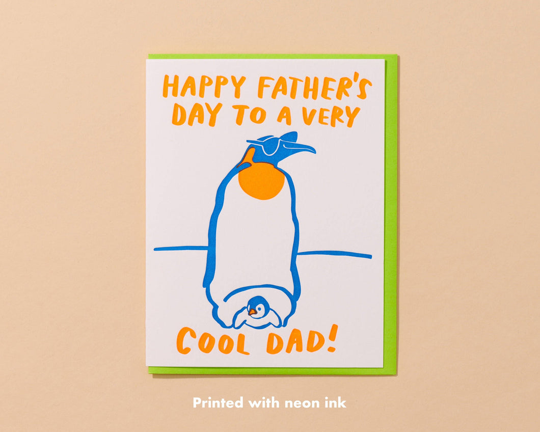 Cool Dad Letterpress Card - Father's Day Penguin